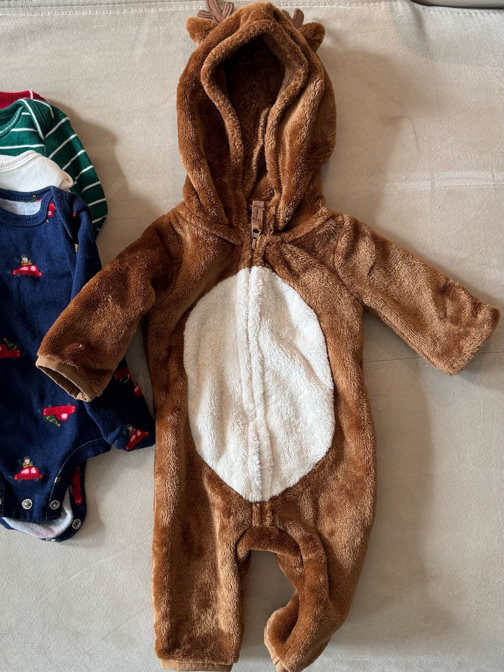 Carters newborn boy reindeer coverall